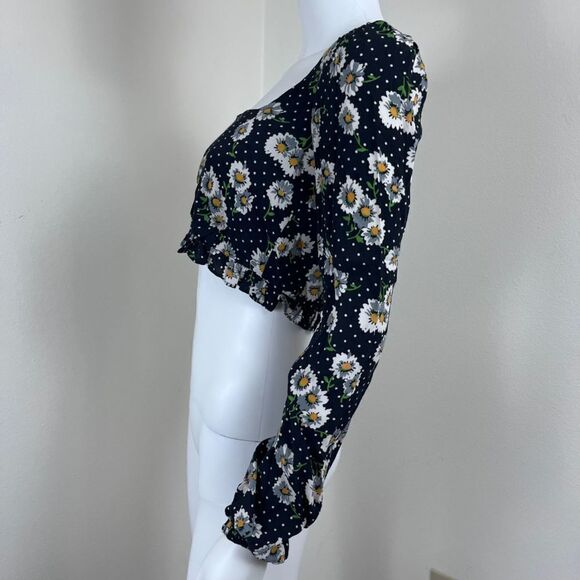 Zara Women Size S Cropped Floral Polka Dot Long Sleeve NEW Top Festival Y2K Boho - Picture 15 of 15
